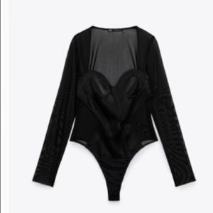 Zara satin detail bodysuit